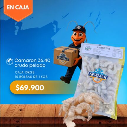 CAMARÓN 36.40 CRUDO PELADO | CAJA 10 KILOS (10 BOLSAS DE 1KG) | NEWMAR
