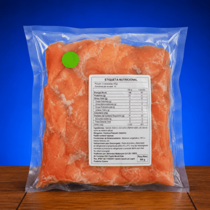 RECORTE DE SALMÓN AHUMADO EN FRÍO 500 GRS | NEWMAR